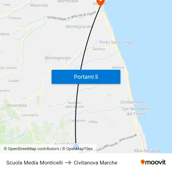 Scuola Media Monticelli to Civitanova Marche map