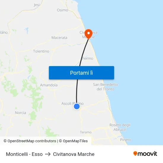 Monticelli - Esso to Civitanova Marche map