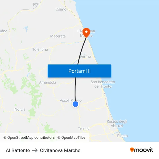 Al Battente to Civitanova Marche map