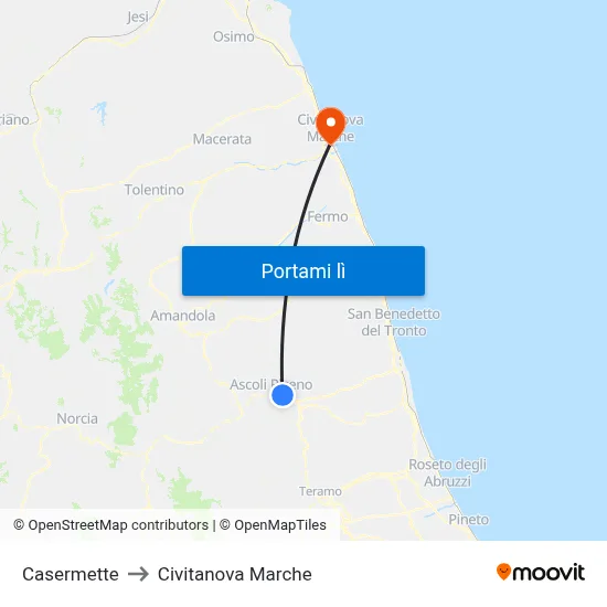 Casermette to Civitanova Marche map
