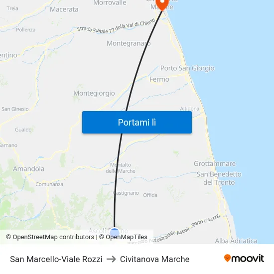 San Marcello-Viale Rozzi to Civitanova Marche map