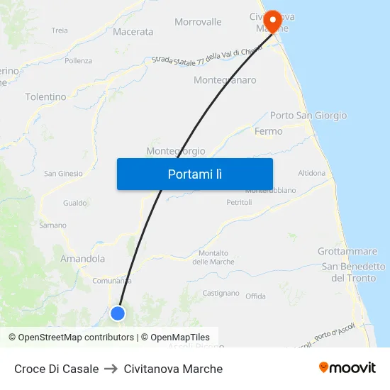 Croce Di Casale to Civitanova Marche map