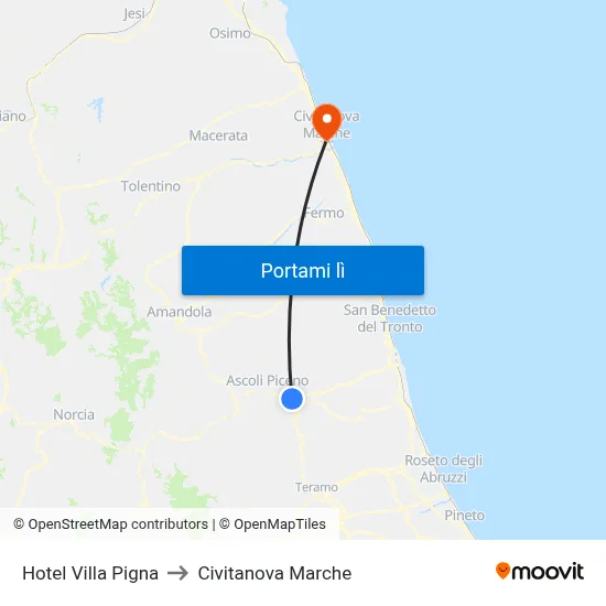 Hotel Villa Pigna to Civitanova Marche map