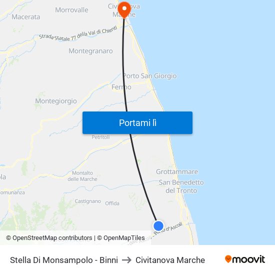 Stella Di Monsampolo - Binni to Civitanova Marche map