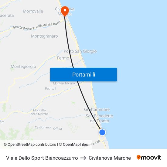 Viale Dello Sport Biancoazzurro to Civitanova Marche map