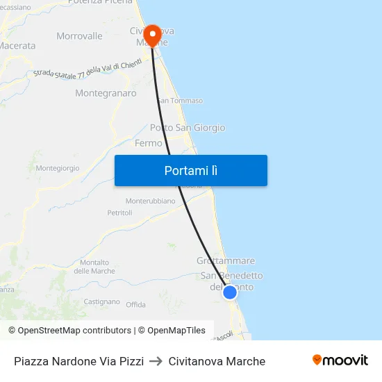 Piazza Nardone Via Pizzi to Civitanova Marche map