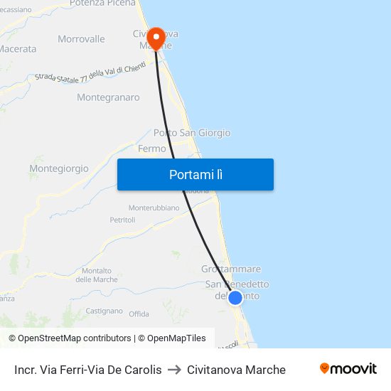 Incr. Via Ferri-Via De Carolis to Civitanova Marche map