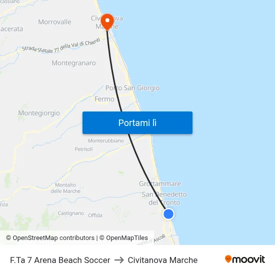 F.Ta 7 Arena Beach Soccer to Civitanova Marche map