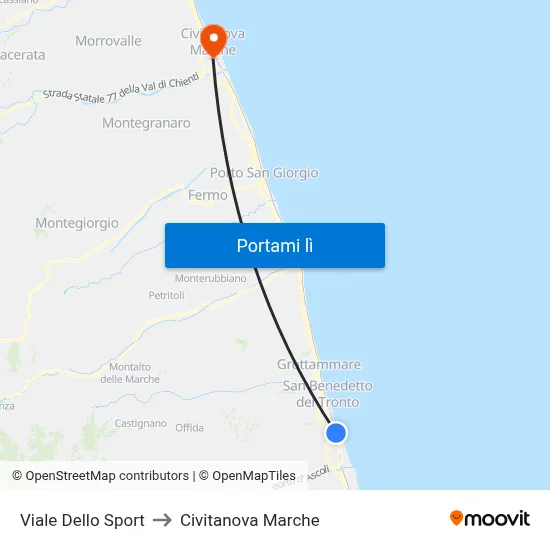Viale Dello Sport to Civitanova Marche map