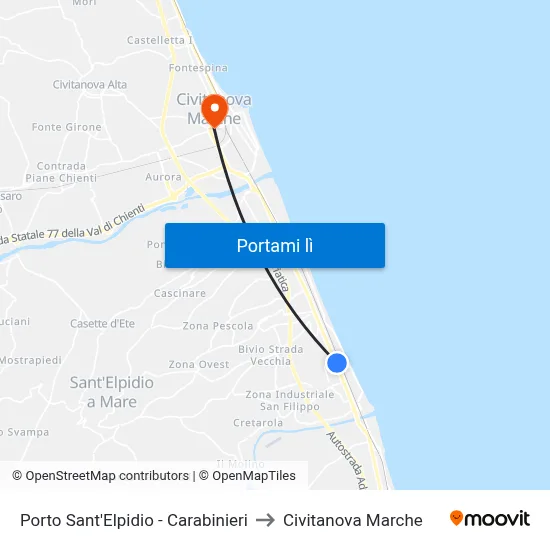 Porto Sant'Elpidio - Carabinieri to Civitanova Marche map