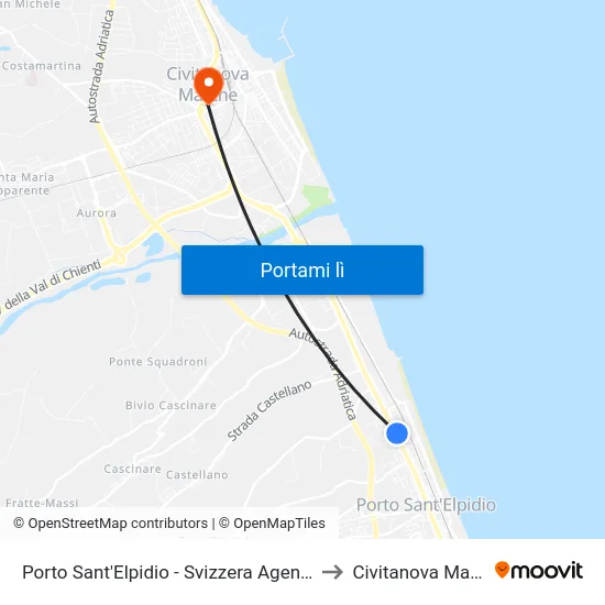 Porto Sant'Elpidio - Svizzera Agenzia MA to Civitanova Marche map