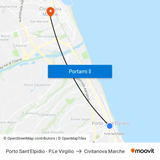 Porto Sant'Elpidio - P.Le Virgilio to Civitanova Marche map