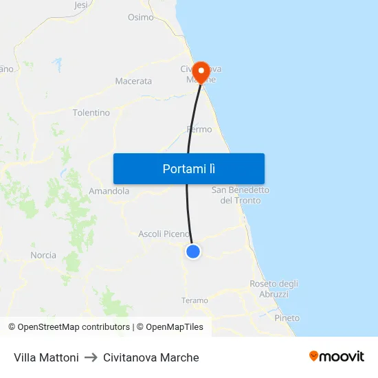 Villa Mattoni to Civitanova Marche map