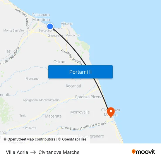 Villa Adria to Civitanova Marche map
