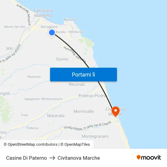 Casine Di Paterno to Civitanova Marche map