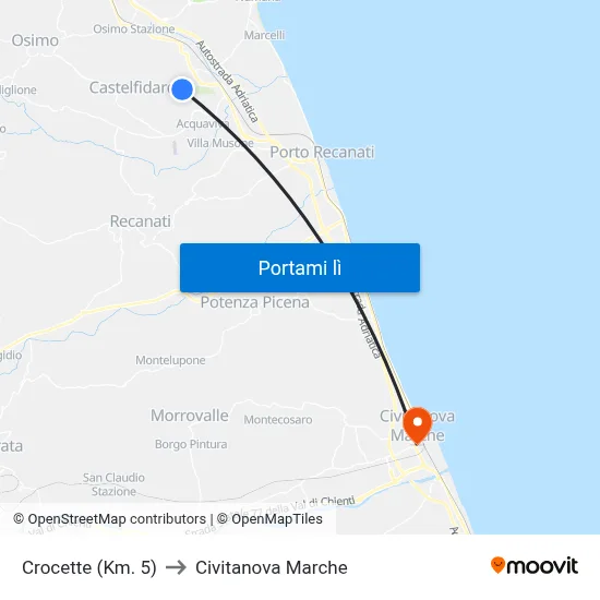 Crocette (Km. 5) to Civitanova Marche map