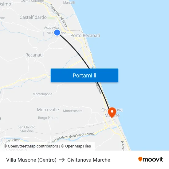 Villa Musone (Centro) to Civitanova Marche map