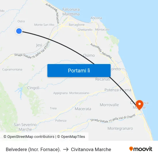 Belvedere (Incr. Fornace). to Civitanova Marche map