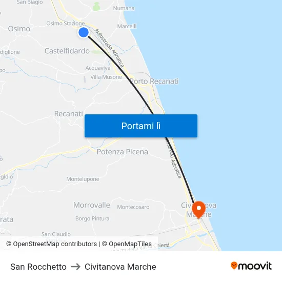 San Rocchetto to Civitanova Marche map