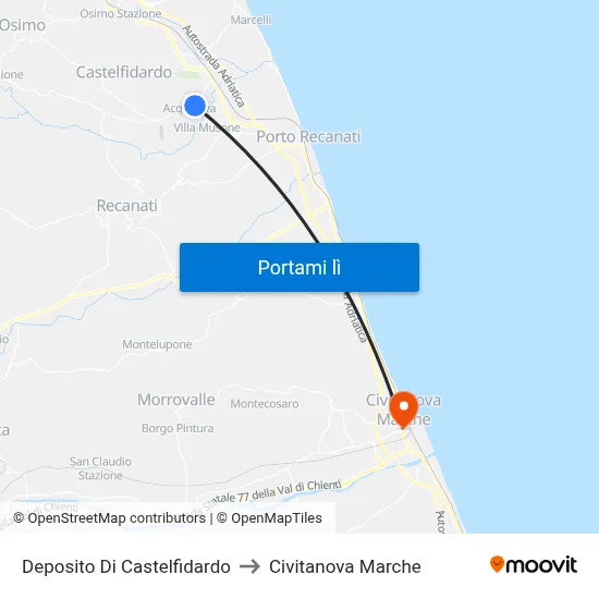 Deposito Di Castelfidardo to Civitanova Marche map