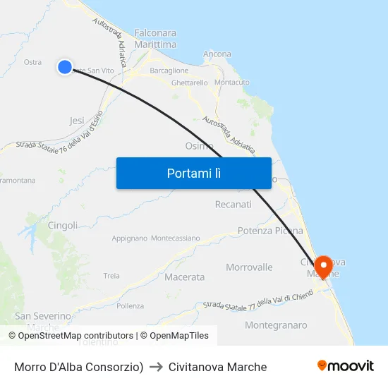 Morro D'Alba Consorzio) to Civitanova Marche map