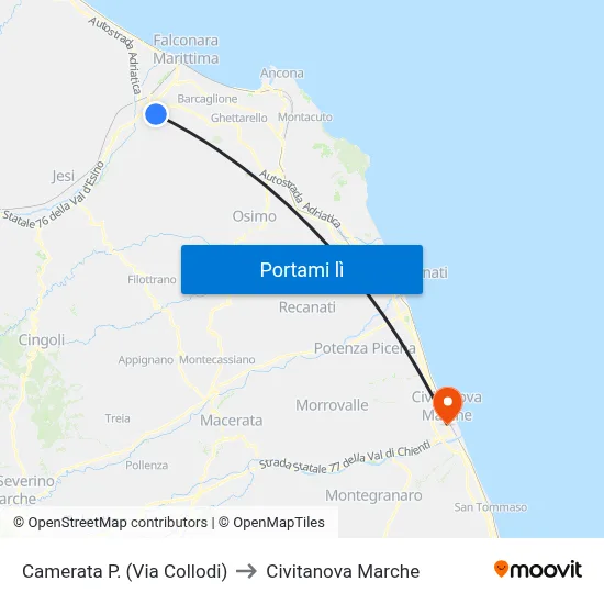 Camerata P. (Via Collodi) to Civitanova Marche map