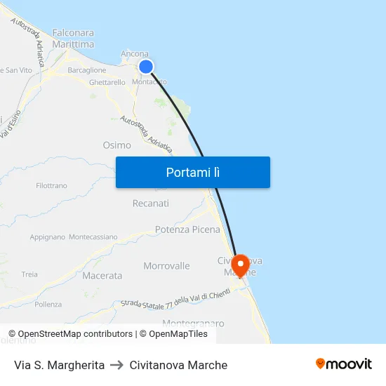 Via S. Margherita to Civitanova Marche map
