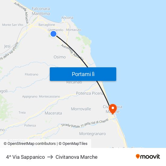 4^ Via Sappanico to Civitanova Marche map