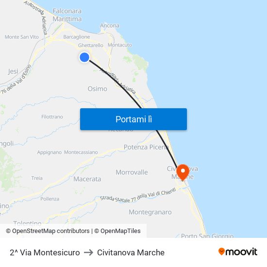 2^ Via Montesicuro to Civitanova Marche map