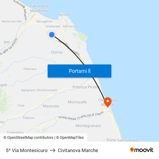 5^ Via Montesicuro to Civitanova Marche map