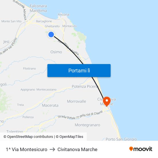 1^ Via Montesicuro to Civitanova Marche map