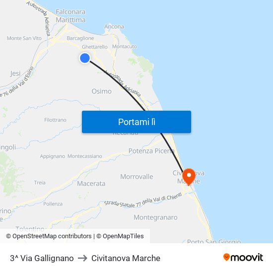 3^ Via Gallignano to Civitanova Marche map