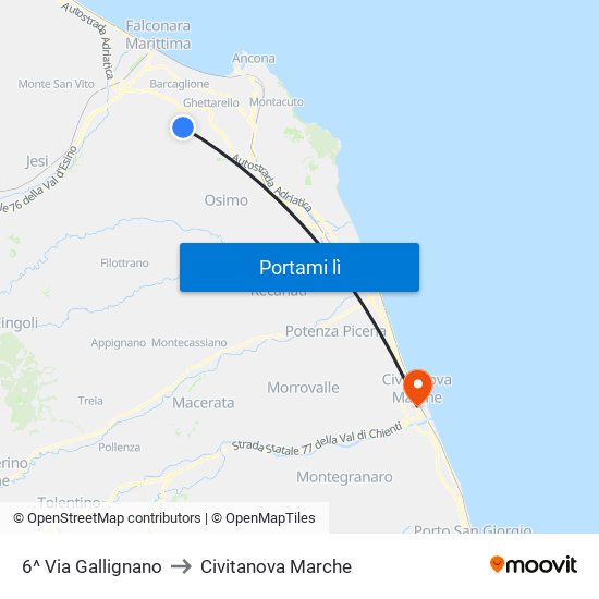 6^ Via Gallignano to Civitanova Marche map