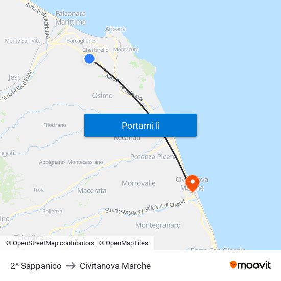 2^ Sappanico to Civitanova Marche map