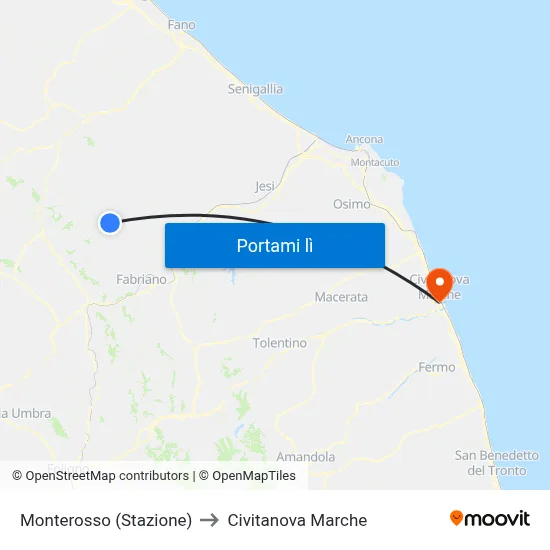 Monterosso (Stazione) to Civitanova Marche map