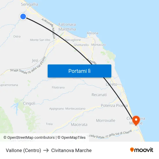 Vallone (Centro) to Civitanova Marche map