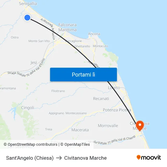 Sant'Angelo (Chiesa) to Civitanova Marche map