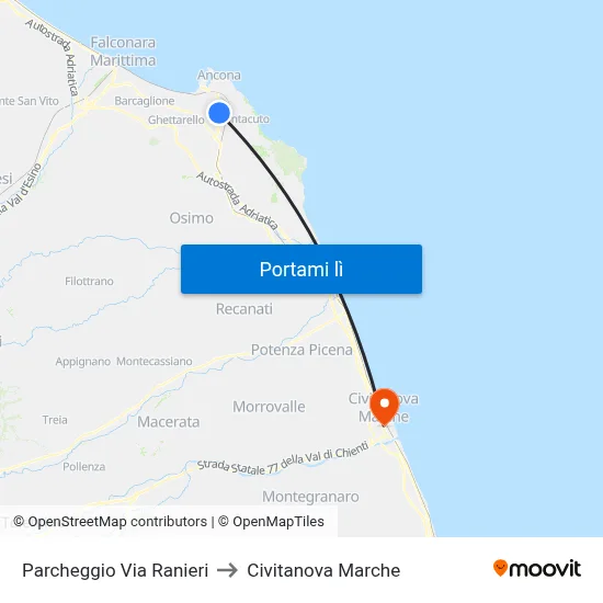 Parcheggio Via Ranieri to Civitanova Marche map