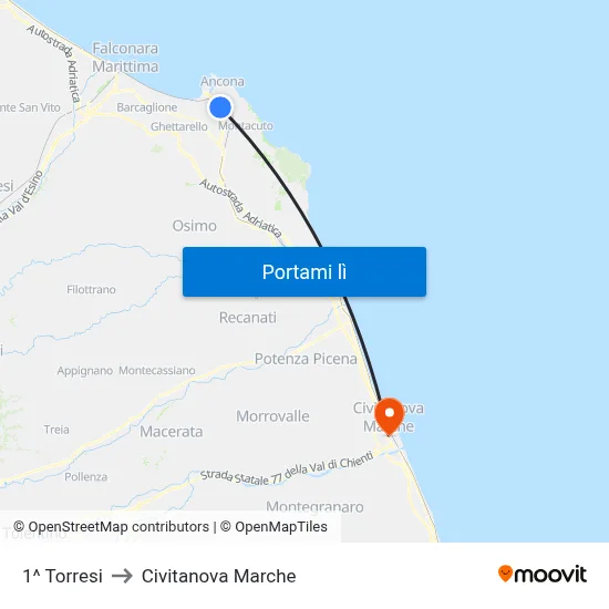 1^ Torresi to Civitanova Marche map