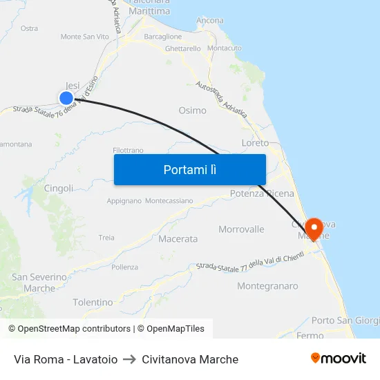 Via Roma - Lavatoio to Civitanova Marche map