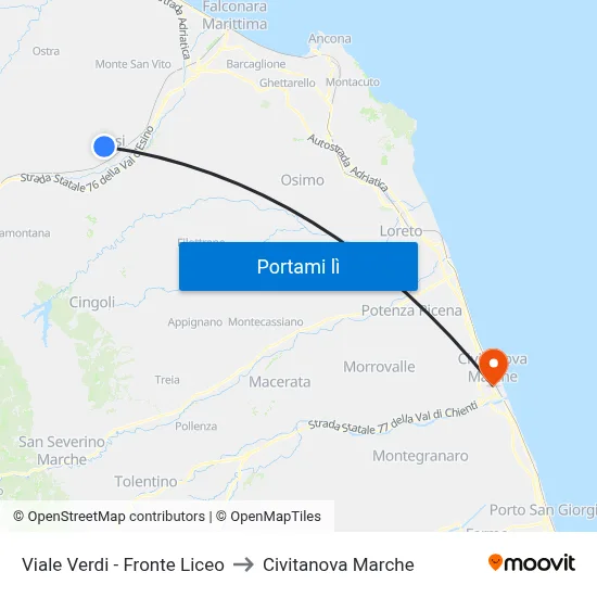 Viale Verdi - Fronte Liceo to Civitanova Marche map