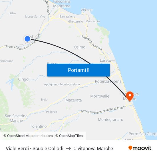 Viale Verdi - Scuole Collodi to Civitanova Marche map