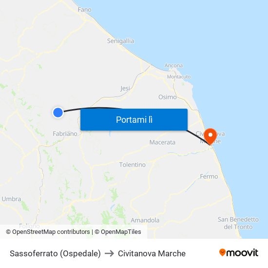 Sassoferrato (Ospedale) to Civitanova Marche map