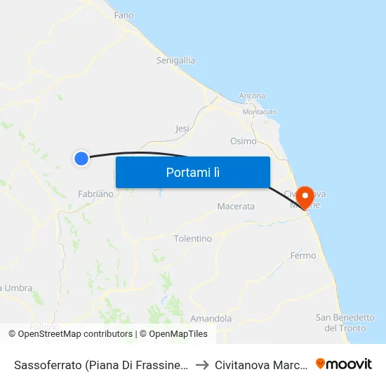 Sassoferrato (Piana Di Frassineta) to Civitanova Marche map