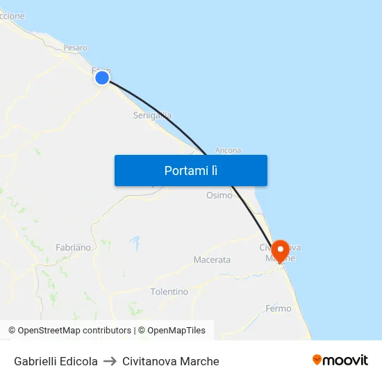 Gabrielli Edicola to Civitanova Marche map