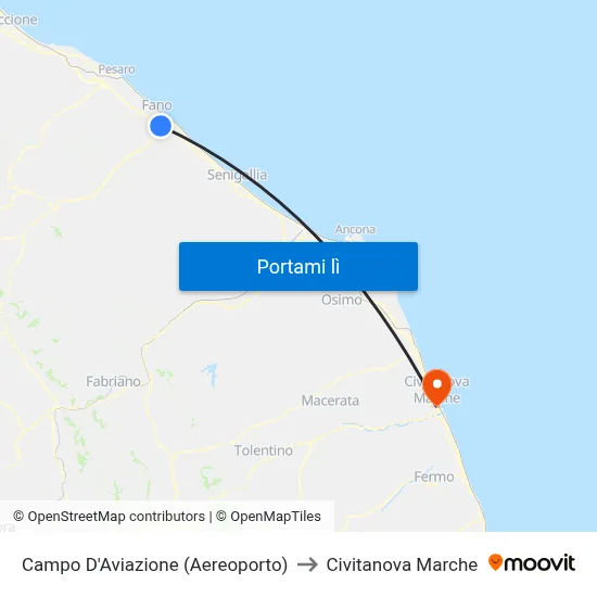 Campo D'Aviazione (Aereoporto) to Civitanova Marche map