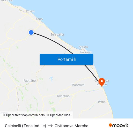 Calcinelli (Zona Ind.Le) to Civitanova Marche map