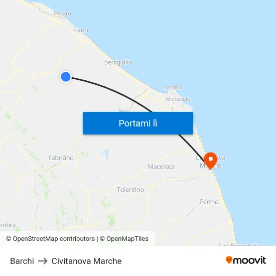 Barchi to Civitanova Marche map