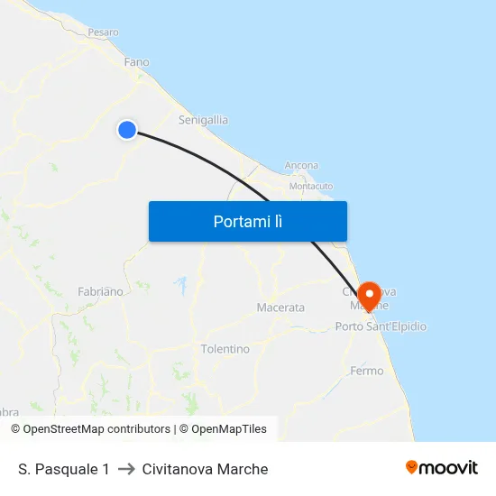 S. Pasquale 1 to Civitanova Marche map