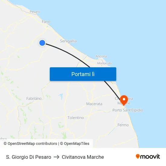 S. Giorgio Di Pesaro to Civitanova Marche map